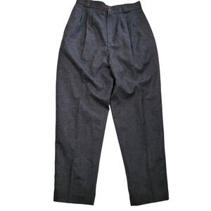 Vintage 90s Wool Pleated Carrot Tapered Pants Curvy Friendly Waist 12P 28‎ Waist